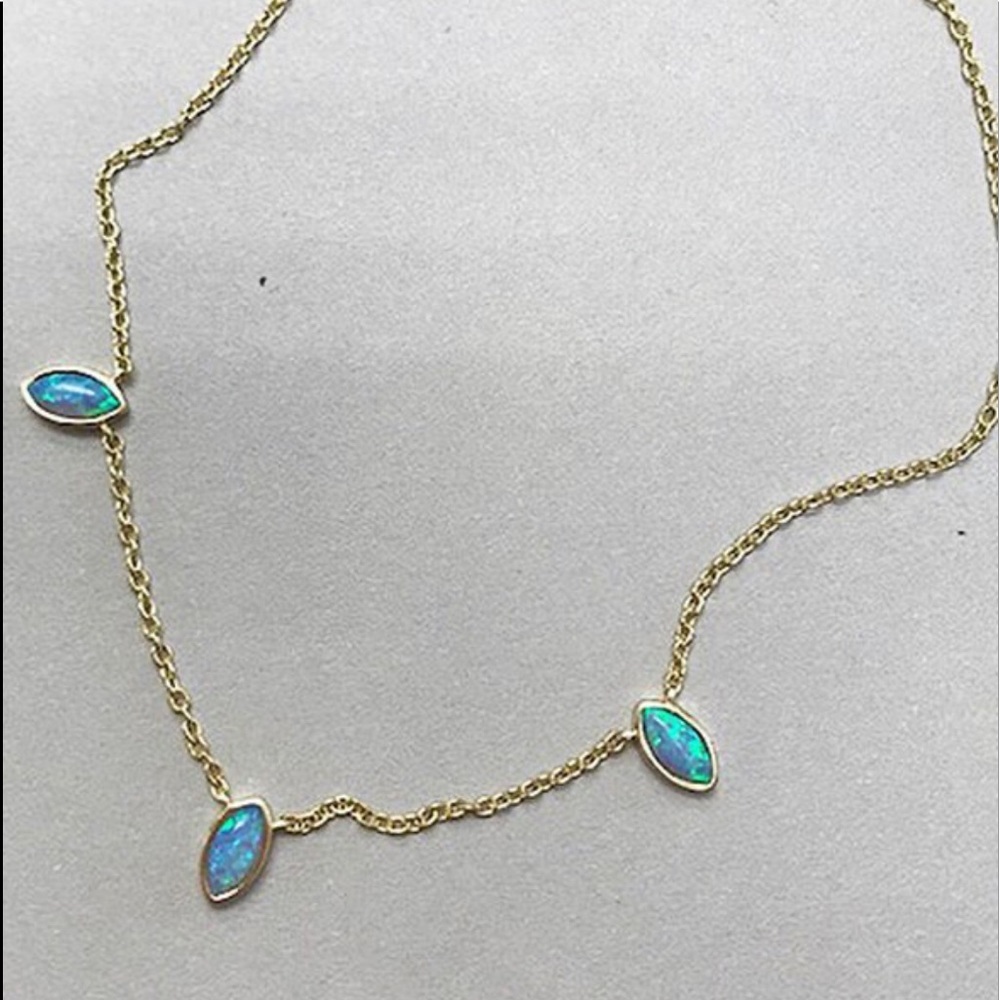 Blue Opal Marquis Stone/Vermeil Necklace,NWT